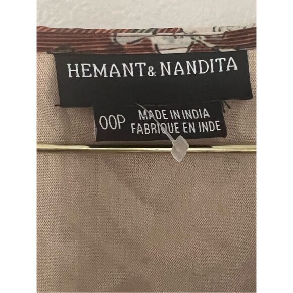 Revolve Hemant Nandita Zeri Peasant Dress Floral V-neck sz OOP - Picture 4 of 4